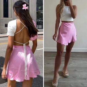 Zara Pink Satin Effect Ballerina Wrap Pareo Skirt